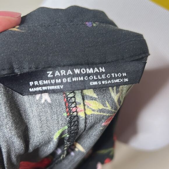 Zara Black Rose Print Maxi Shirt Dress - Picture 6 of 9